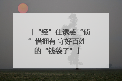 “经”住诱惑“侦”惜拥有 守好百姓的“钱袋子”
