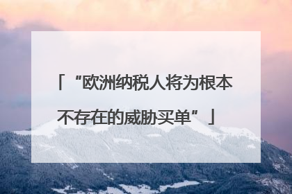 “欧洲纳税人将为根本不存在的威胁买单”