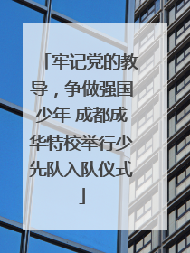 牢记党的教导，争做强国少年 成都成华特校举行少先队入队仪式