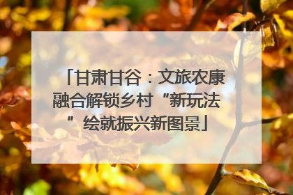 甘肃甘谷：文旅农康融合解锁乡村“新玩法”绘就振兴新图景