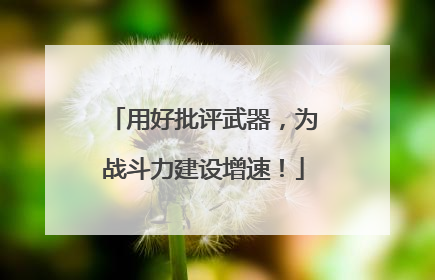 用好批评武器，为战斗力建设增速！