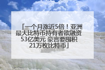 一个月涨近5倍！亚洲最大比特币持有者欲融资53亿美元 豪言要囤积21万枚比特币
