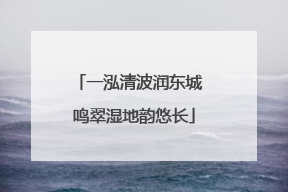 一泓清波润东城 鸣翠湿地韵悠长