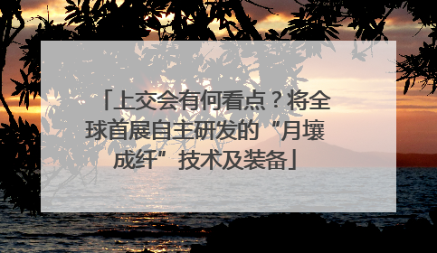 上交会有何看点？将全球首展自主研发的“月壤成纤”技术及装备