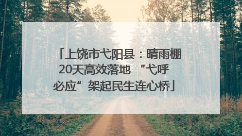 上饶市弋阳县：晴雨棚20天高效落地 “弋呼必应”架起民生连心桥