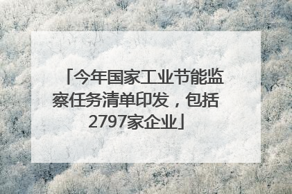 今年国家工业节能监察任务清单印发，包括2797家企业