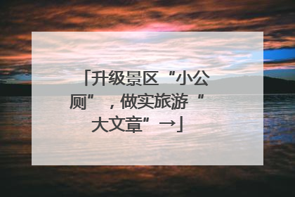 升级景区“小公厕”，做实旅游“大文章”→