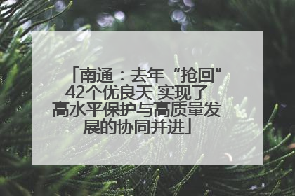 南通：去年“抢回”42个优良天 实现了高水平保护与高质量发展的协同并进