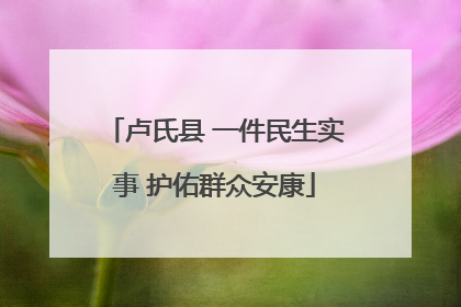 卢氏县 一件民生实事 护佑群众安康
