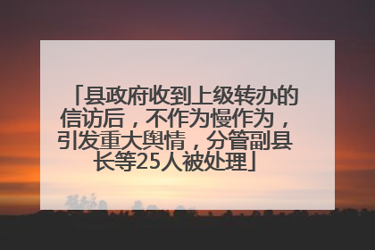 县政府收到上级转办的信访后，不作为慢作为，引发重大舆情，分管副县长等25人被处理
