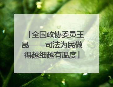 全国政协委员王昆——司法为民做得越细越有温度