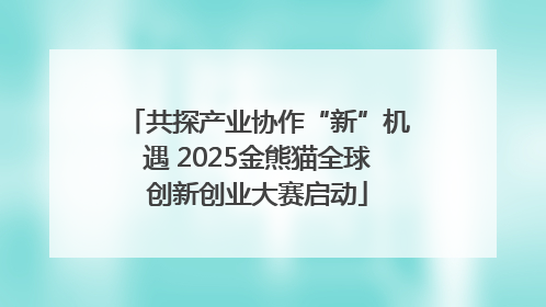 共探产业协作“新”机遇 2025金熊猫全球创新创业大赛启动