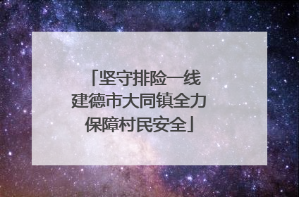 坚守排险一线 建德市大同镇全力保障村民安全