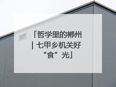 哲学里的郴州｜七甲乡机关好“食”光