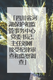 四川省河湖保护和监管事务中心党委书记、主任刘刚 接受纪律审查和监察调查
