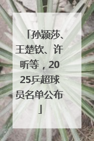 孙颖莎、王楚钦、许昕等，2025乒超球员名单公布