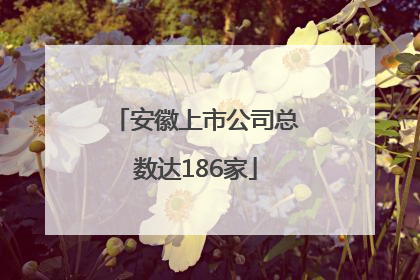 安徽上市公司总数达186家