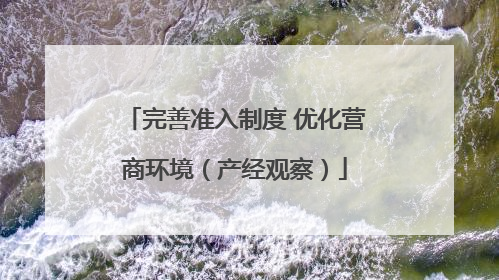 完善准入制度 优化营商环境（产经观察）