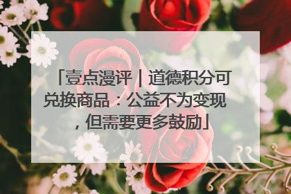 壹点漫评｜道德积分可兑换商品：公益不为变现，但需要更多鼓励