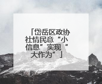 岱岳区政协社情民意“小信息”实现“大作为”