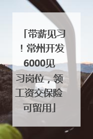 带薪见习！常州开发6000见习岗位，领工资交保险可留用