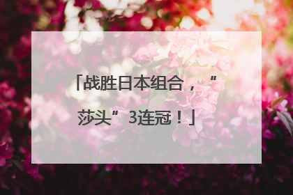 战胜日本组合，“莎头”3连冠！
