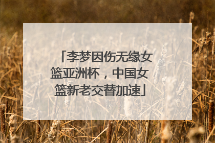 李梦因伤无缘女篮亚洲杯，中国女篮新老交替加速