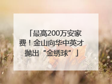 最高200万安家费！金山向华中英才抛出“金绣球”