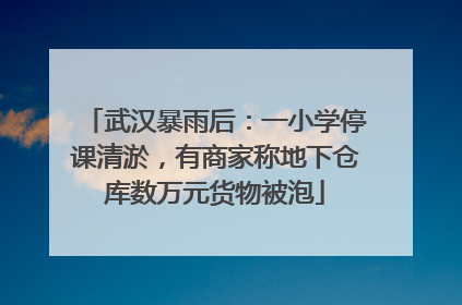 武汉暴雨后：一小学停课清淤，有商家称地下仓库数万元货物被泡