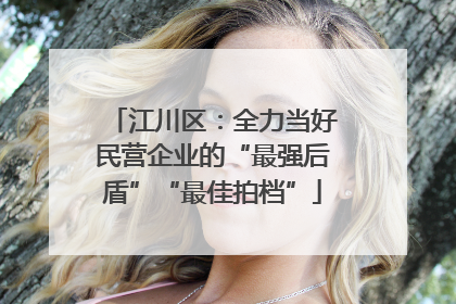 江川区：全力当好民营企业的“最强后盾”“最佳拍档”