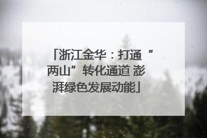浙江金华：打通“两山”转化通道 澎湃绿色发展动能