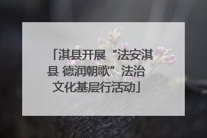 淇县开展“法安淇县 德润朝歌”法治文化基层行活动