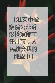 淮安市检察院公益诉讼检察部主任汪彦：人民教会我的那些事