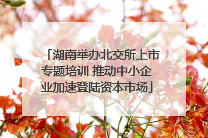 湖南举办北交所上市专题培训 推动中小企业加速登陆资本市场