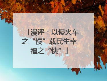 漫评：以慢火车之“慢”载民生幸福之“快”