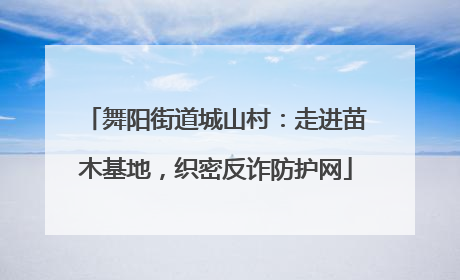 舞阳街道城山村：走进苗木基地，织密反诈防护网