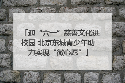 迎“六一”慈善文化进校园 北京东城青少年助力实现“微心愿”