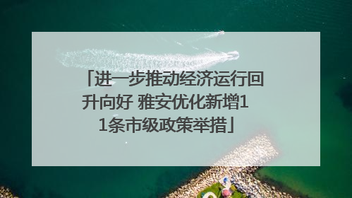 进一步推动经济运行回升向好 雅安优化新增11条市级政策举措