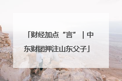 财经加点“言”｜中东财团押注山东父子