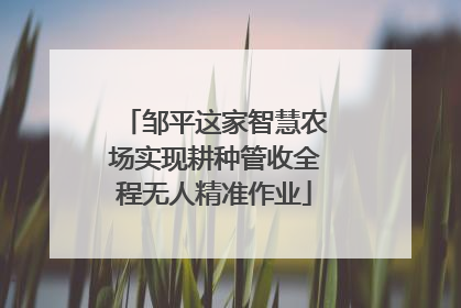 邹平这家智慧农场实现耕种管收全程无人精准作业