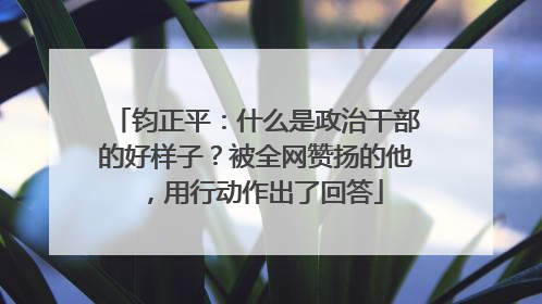 钧正平：什么是政治干部的好样子？被全网赞扬的他，用行动作出了回答