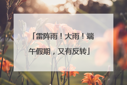 雷阵雨！大雨！端午假期，又有反转