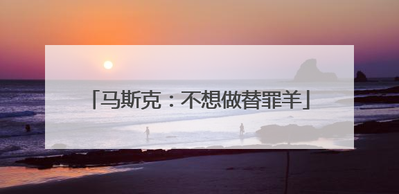 马斯克：不想做替罪羊