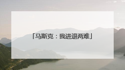 马斯克：我进退两难