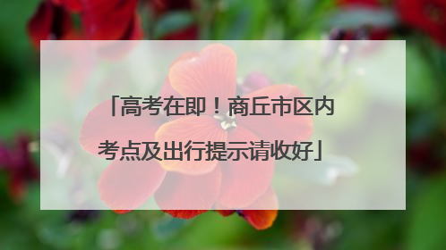 高考在即！商丘市区内考点及出行提示请收好
