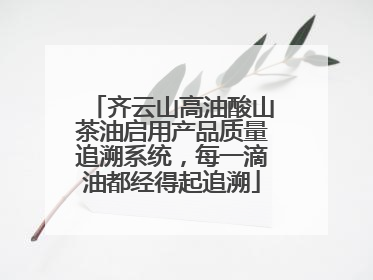齐云山高油酸山茶油启用产品质量追溯系统，每一滴油都经得起追溯