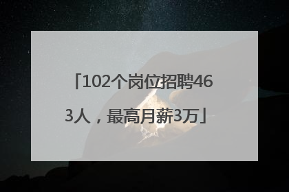 102个岗位招聘463人，最高月薪3万